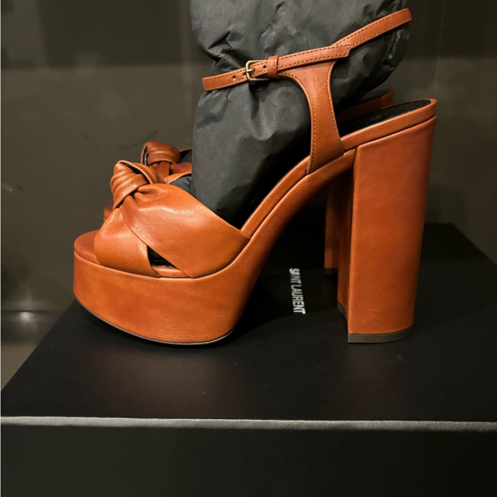 Saint Laurent Bianca Strappy Platform Sandal (Size 37)